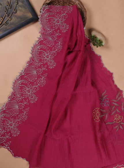 Magenta Mul Chanderi Unstitched Suit