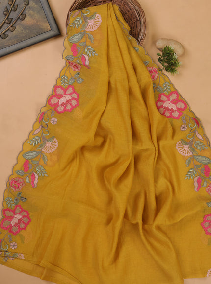 Yellow Mul Chanderi Unstitched Suit