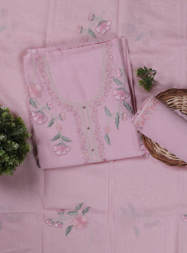 Light Pink Mul Chanderi Unstitched Suit