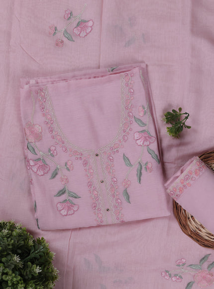Light Pink Mul Chanderi Unstitched Suit