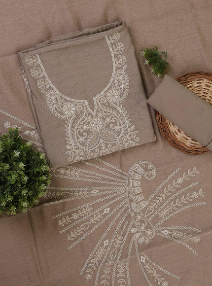 Grey Mul Chanderi Unstitched Suit