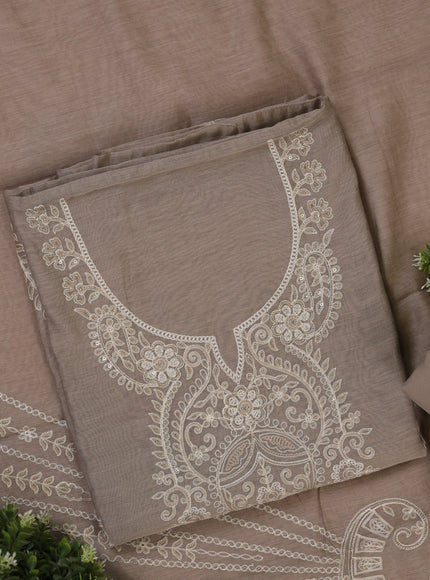 Grey Mul Chanderi Unstitched Suit