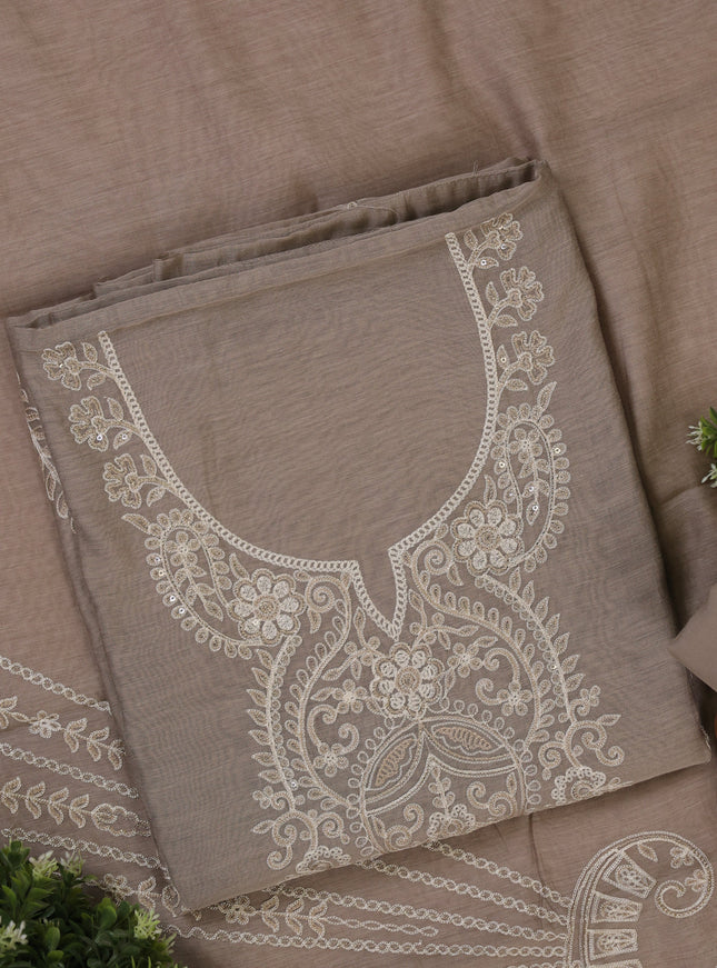 Grey Mul Chanderi Unstitched Suit