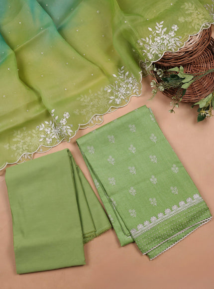 Parrot Greentussar Embroidery Unstitched Suit