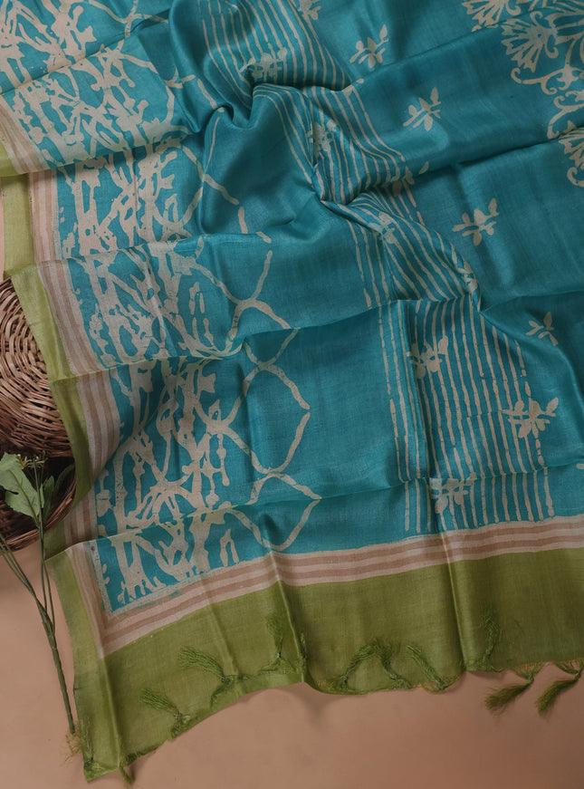 Light Green Tussar Embroidery Unstitched Suit
