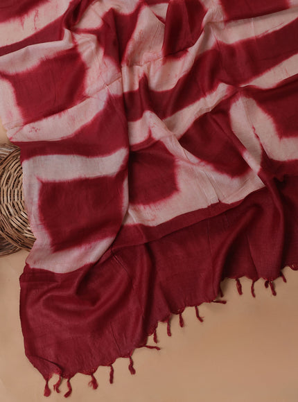 Beige - Maroon Tussar Embroidery Unstitched Suit