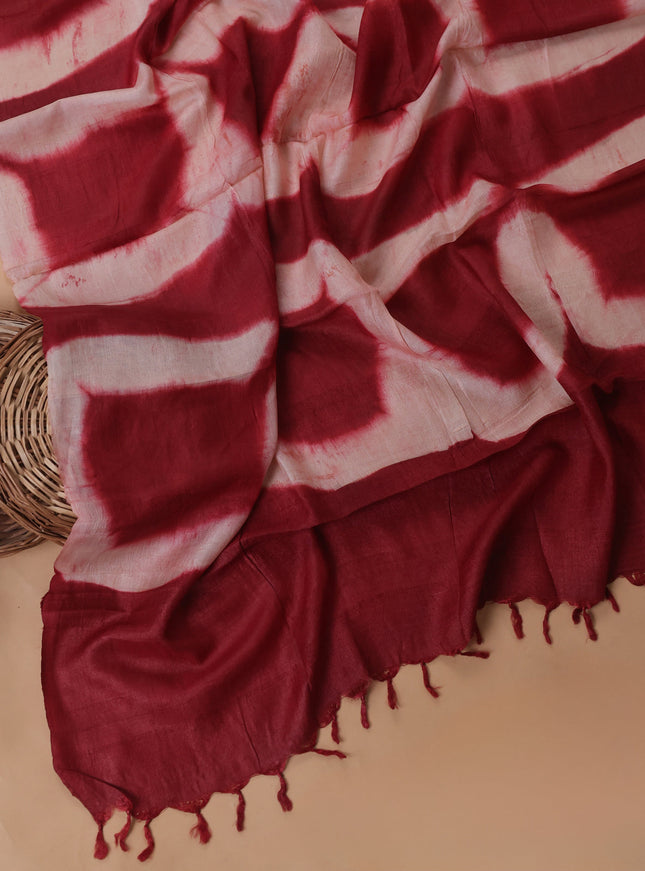 Beige - Maroon Tussar Embroidery Unstitched Suit