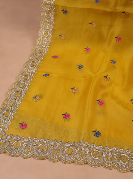 Yellow Organza Embroidery Unstitched Suit