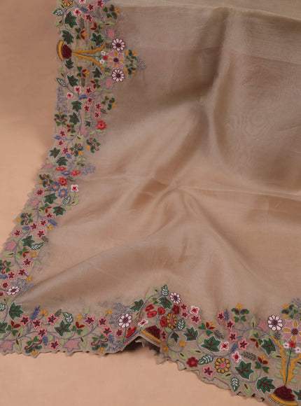 Beige Organza Embroidery Unstitched Suit