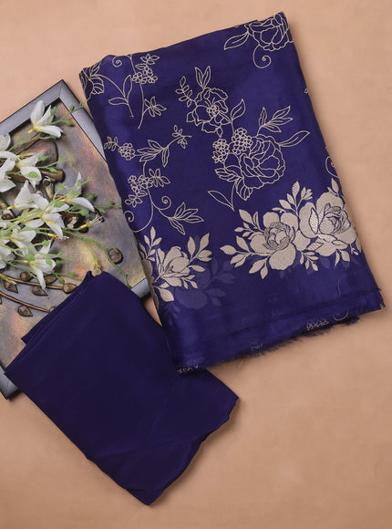 Royal Blue Embroidery Organza Unstitched Suit