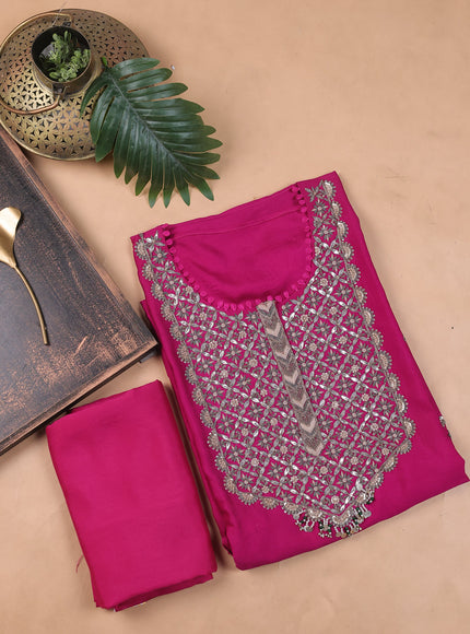 Rani Pink Silk Embroidery Unstitched Suit