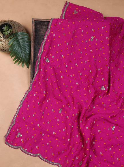 Rani Pink Silk Embroidery Unstitched Suit