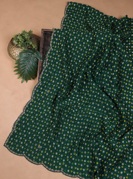 Bottle Green Silk Embroidery Unstitched Suit