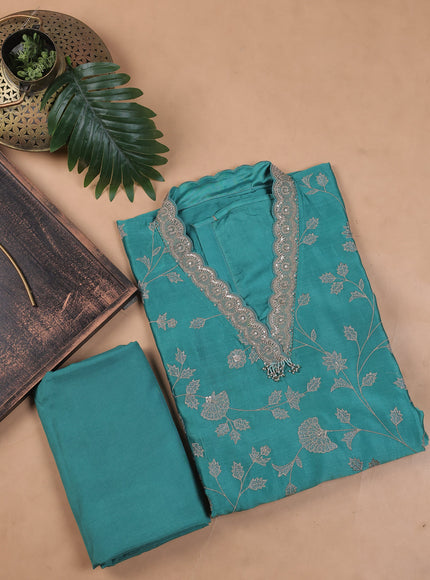Teal Green Embroidery Unstitched Suit