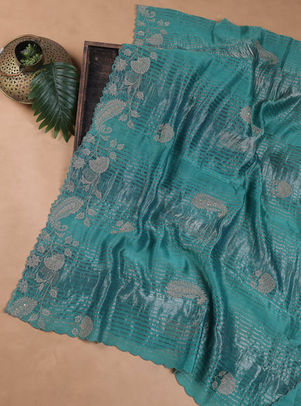 Teal Green Embroidery Unstitched Suit
