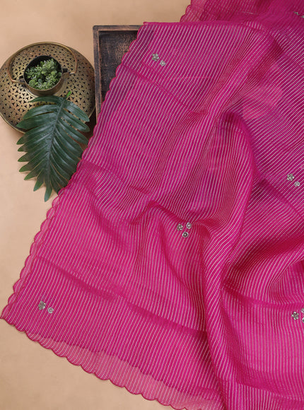 Raw Silk Rani Pink Embroidery Unstitched Suit