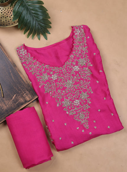 Pink Chanderi Silk Embroidery Unstitched Suit