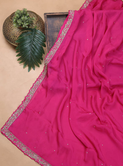 Pink Chanderi Silk Embroidery Unstitched Suit