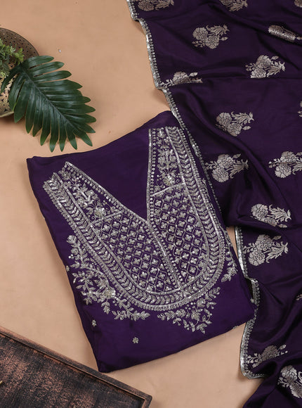 Purple Chinon Embroidery Unstitched Suit