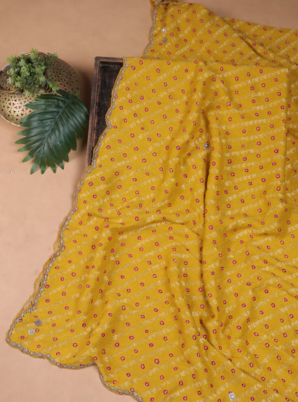 Yellow Silk Embroidery Unstitched Suit