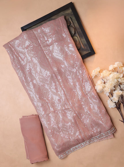 Dark Peach Georgette Sequin Embroidery Unstitched Suits