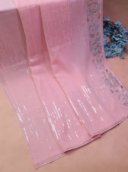Peach Georgette Sequin Embroidery Unstitched Suits