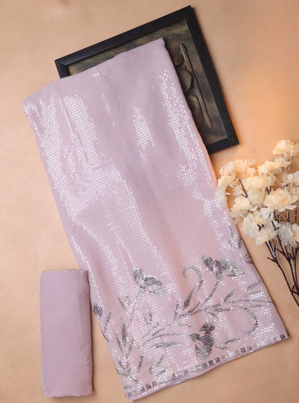 Pastel Pink Georgette Sequin Embroidery Unstitched Suits