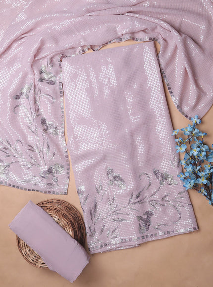 Pastel Pink Georgette Sequin Embroidery Unstitched Suits