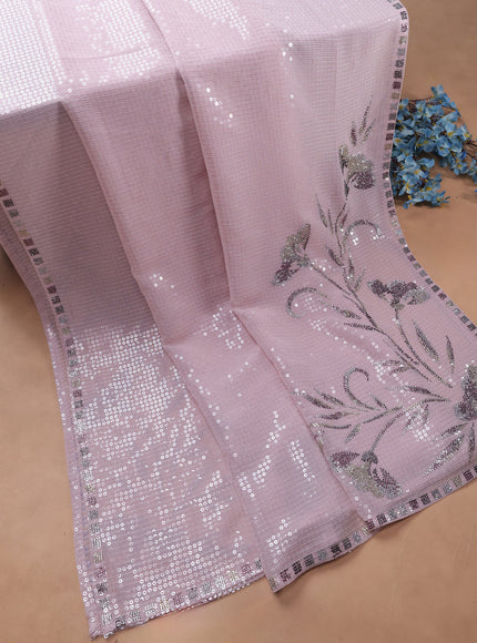 Pastel Pink Georgette Sequin Embroidery Unstitched Suits