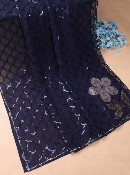 Navy Blue Georgette Sequin Embroidery Unstitched Suits