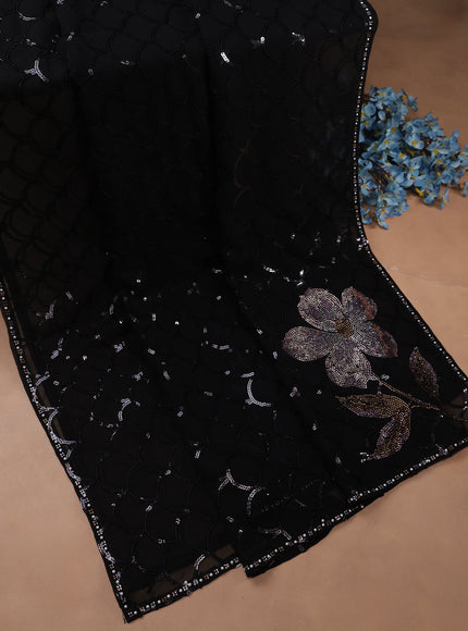 Black Georgette Sequin Embroidery Unstitched Suits