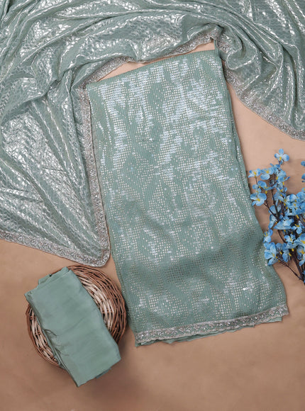 Pastel Green Georgette Sequin Embroidery Unstitched Suits