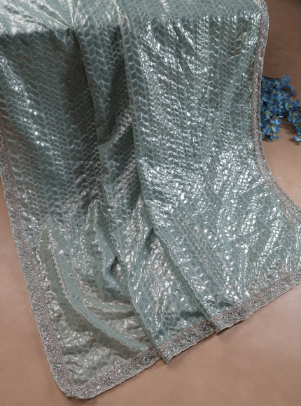 Pastel Green Georgette Sequin Embroidery Unstitched Suits