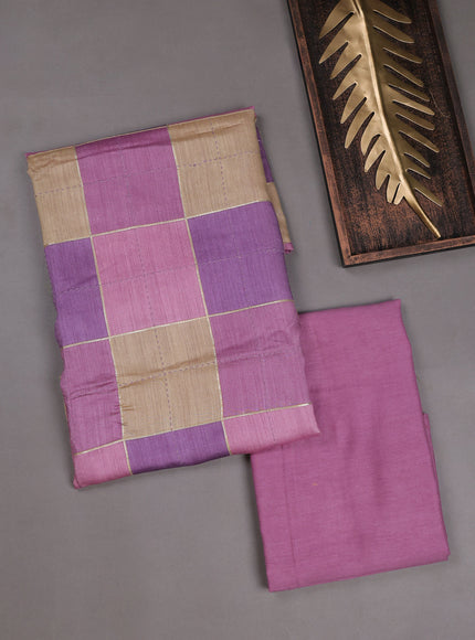 Mauve Pink Tussar Embroidery Unstitched Suit
