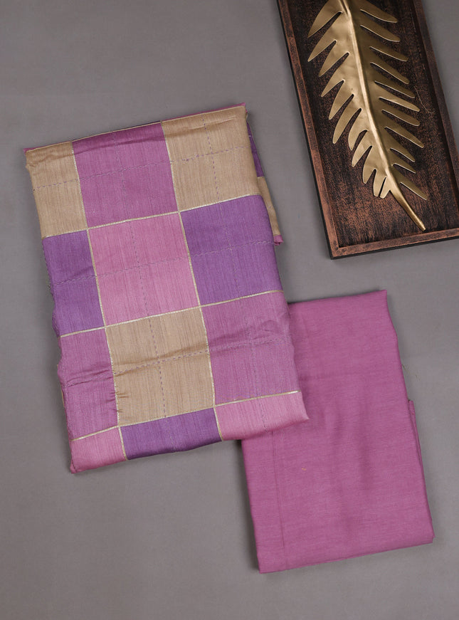 Mauve Pink Tussar Embroidery Unstitched Suit