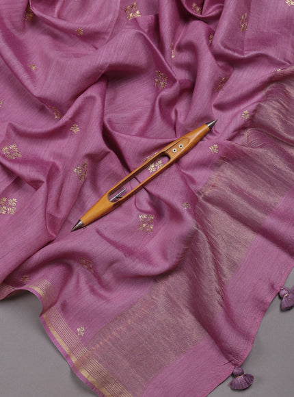 Mauve Pink Tussar Embroidery Unstitched Suit