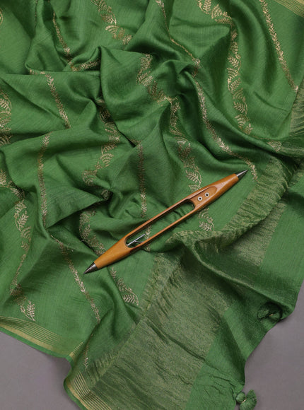 Green Tussar Embroidery Unstitched Suit