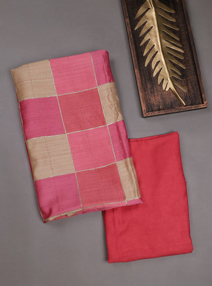 Dark Peach Tussar Embroidery Unstitched Suit