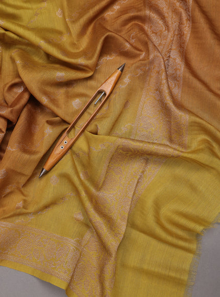 Dark Mustard Tussar Embroidery Unstitched Suit