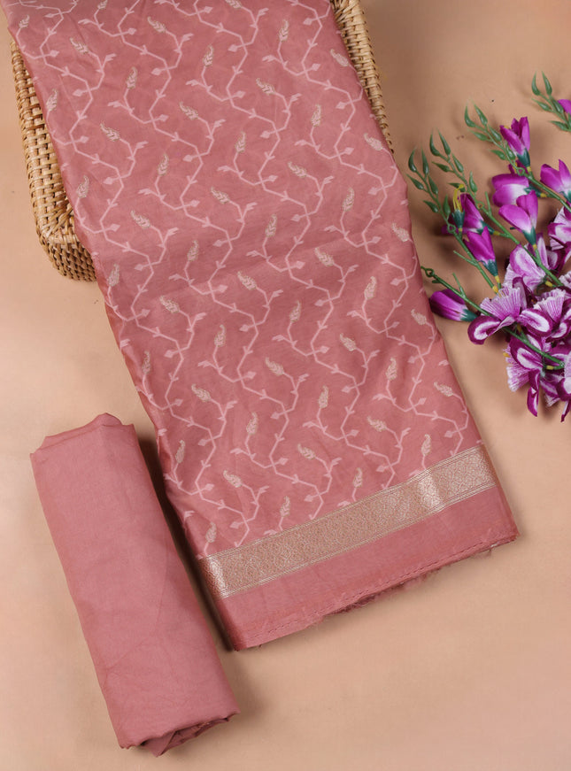 Peach shade Chanderi Unstitched Suit