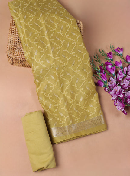 Yellow Chanderi Unstitched Suit
