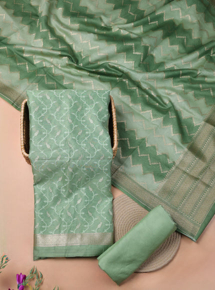 Pastel Green Chanderi Unstitched Suit