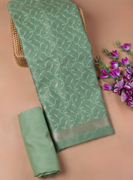 Pastel Green Chanderi Unstitched Suit