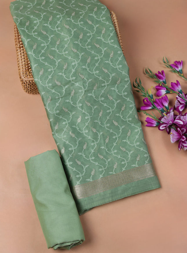 Pastel Green Chanderi Unstitched Suit
