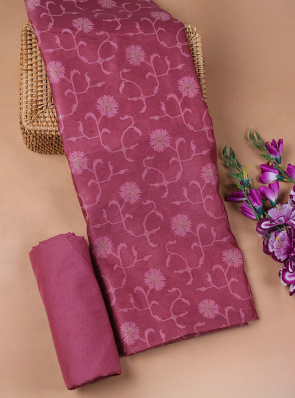 Mauve pink Chanderi Unstitched Suit