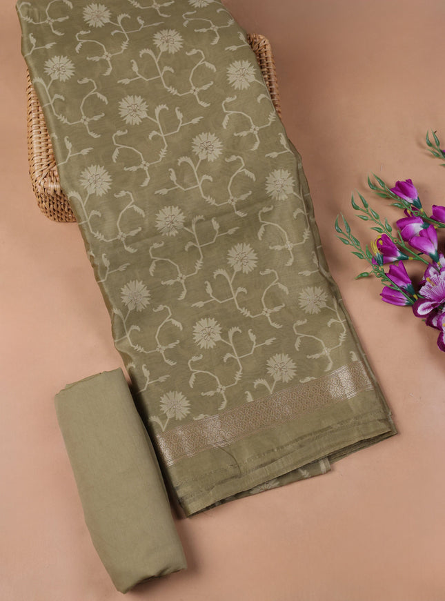 Elaichi Green Chanderi Unstitched Suit