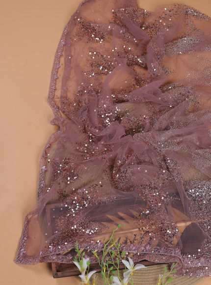 Pastel Pink Organza With Sequin Embroidery Unstichted Suit