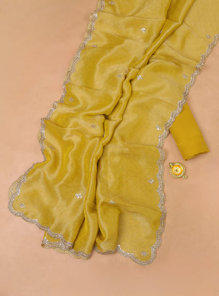 Yellow Tissue Organza Embroidery Unstitched Suit