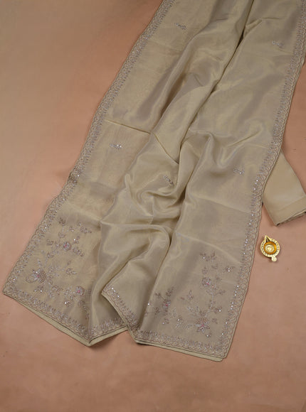 Cream Tissue Organza Embroidery Unstitched Suit