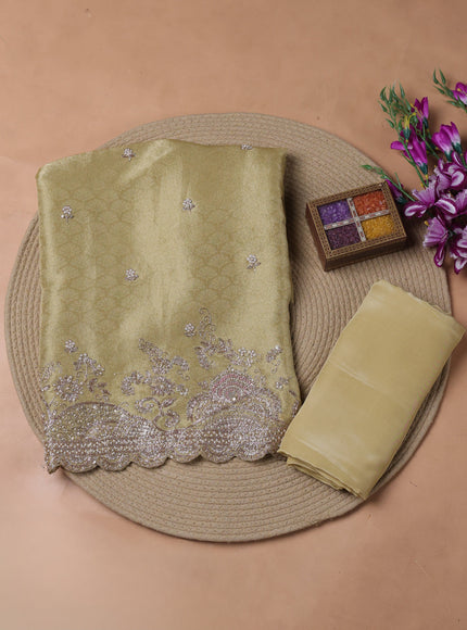 Pale yellow Tissue Organza Embroidery Unstitched Suit